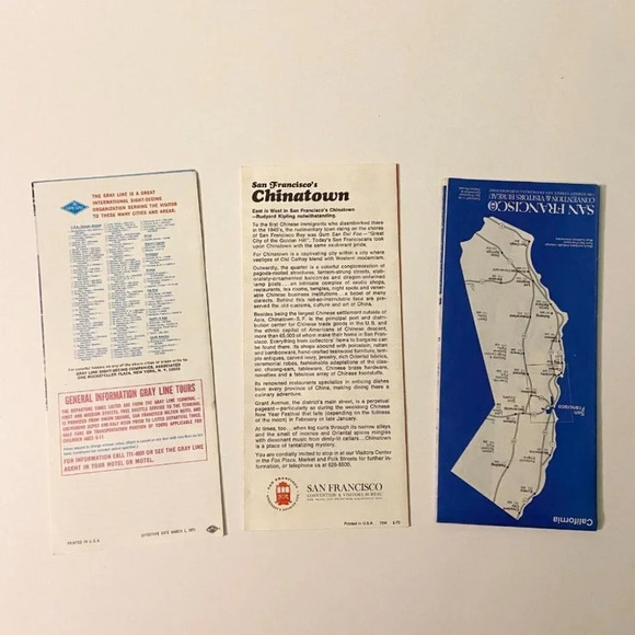 Vintage 1970s San Francisco Gray Line Chinatown Visitors Map Brochures Pamphlets - Picture 2 of 12